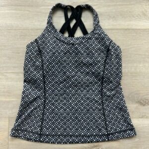 Lululemon Enhearten‎ Tank Top Womens 10 Black Millie Mesh Yoga  Strappy Athletic